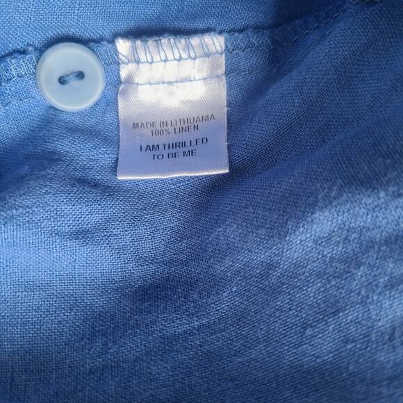 FLAX 100% LINEN BLUE LONG SLEEVE SHIRT WOMEN'S SIZE S - Picture 6 of 7